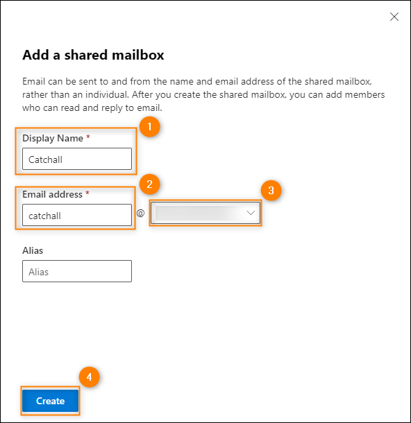 Complete the basic configuration of a shared mailbox.