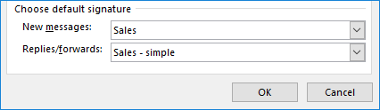 choose default shared mailbox signature