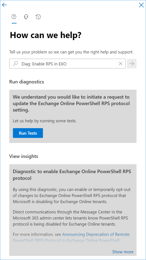 Exchange Online PowerShell RPS diagnostic tool