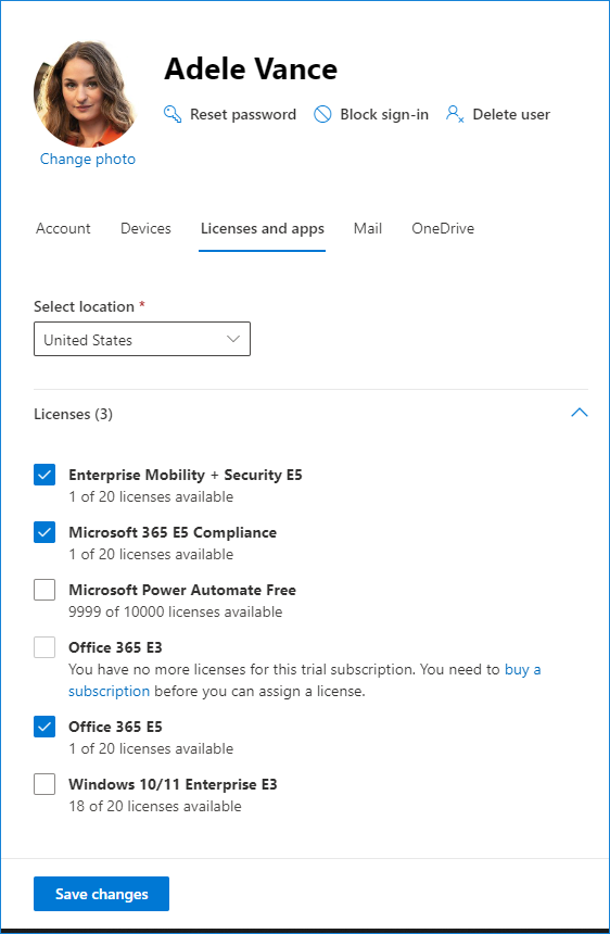 M365 active users license assignment