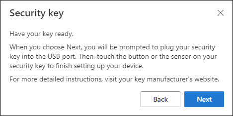 Prompt to prepare security key.