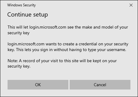 Continuing security key setup.