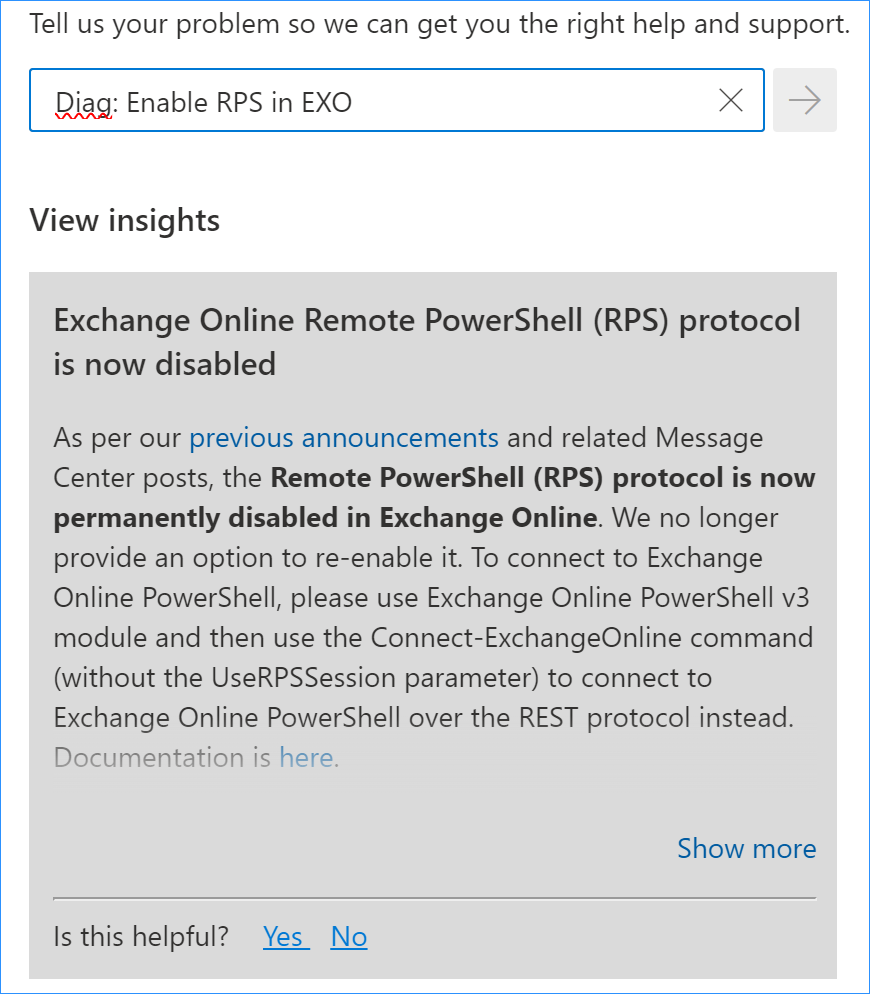 Exchange Online RPS diagnostic tool