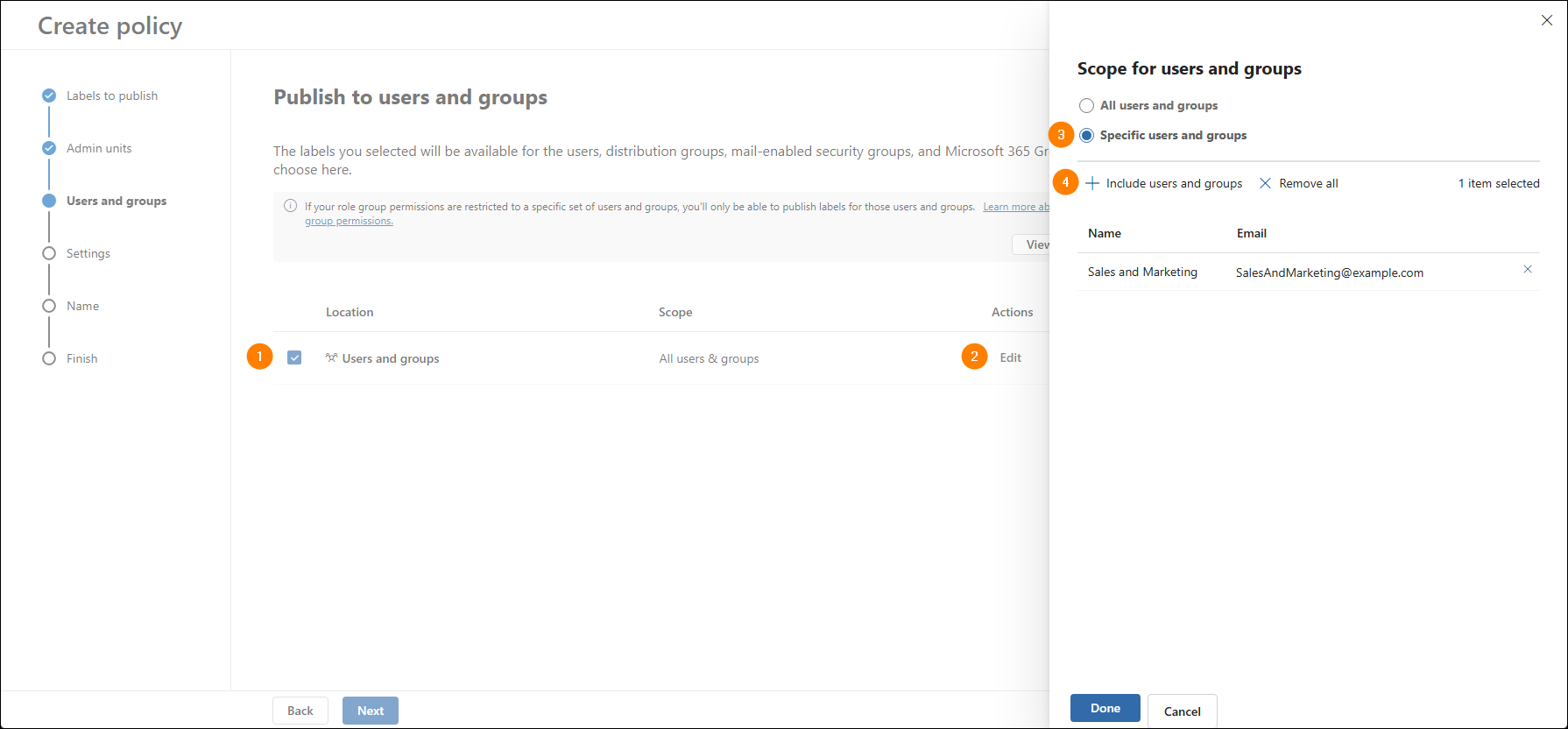 Defining scope for users and groups.