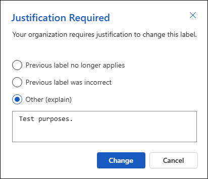 Providing a label change justification.