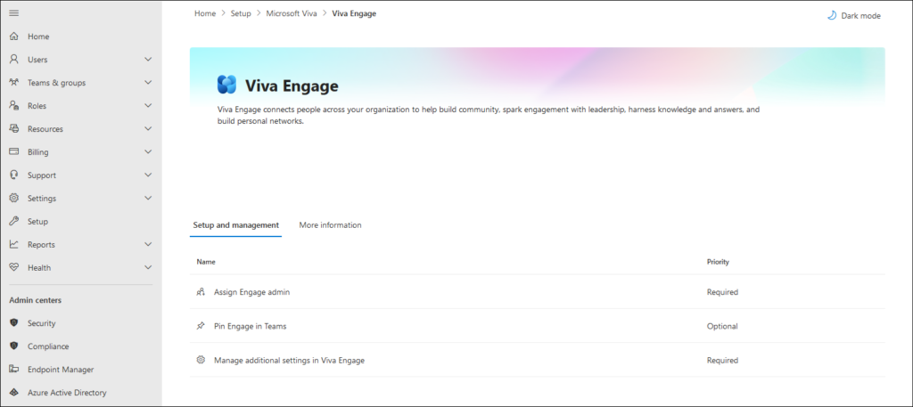 M365 admin center - Viva Engage permissions