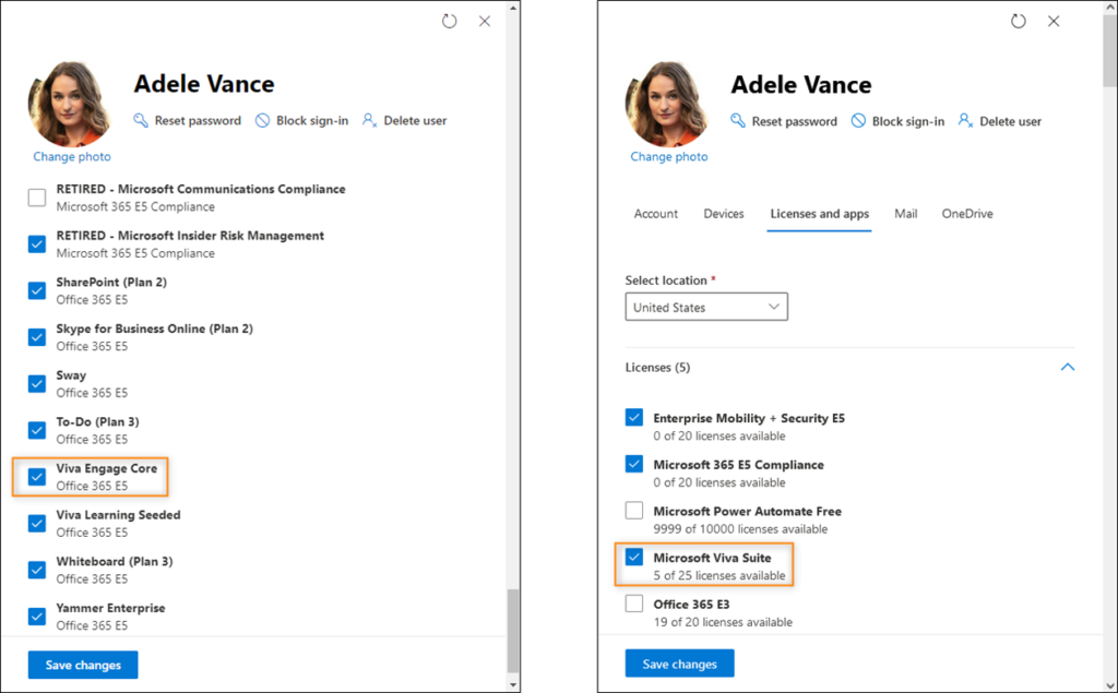 M365 admin center - assigning Viva Engage licenses