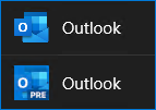 Outlook vs New Outlook icon PRE