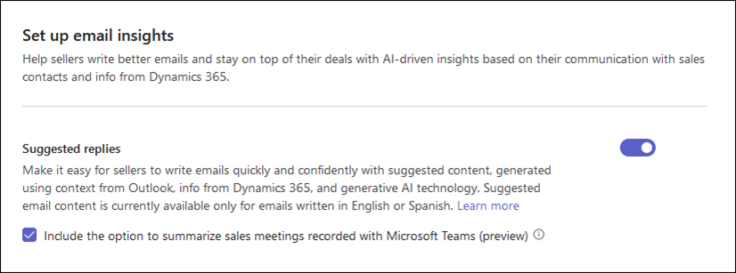 Viva Sales - email insights
