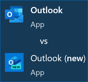classic Outlook vs New Outlook icon comparison vs