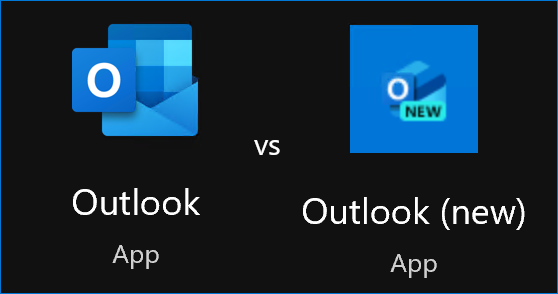 Classic outlook vs new outlook icons no line vs