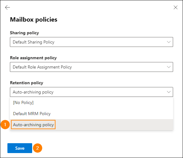 Assigning the newly-created MRM archiving policy to user mailboxes