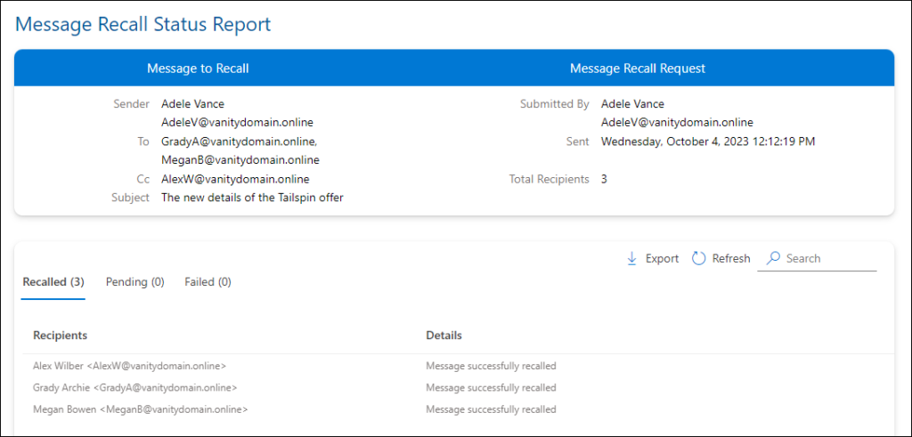 The new unified Message Recall Report