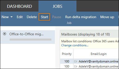 Starting a tenant-to-tenant migration in CodeTwo Office 365 Migration