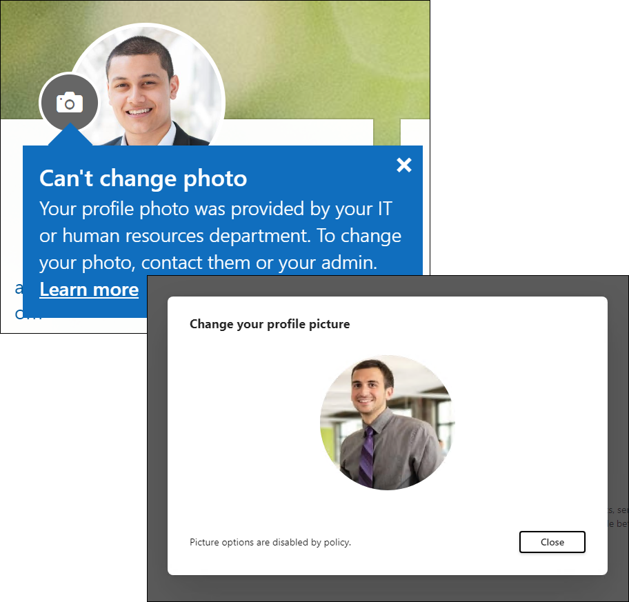Photo change in Microsoft 365 has been blocked - a user sees just an error message