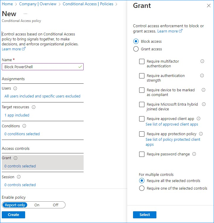 Block Access to Microsoft Graph PowerShell