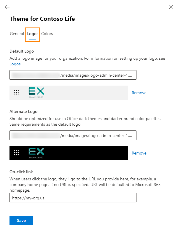 Customize header logo for Microsoft 365 apps