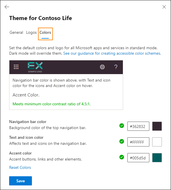Customize theme colors for Microsoft 365 apps