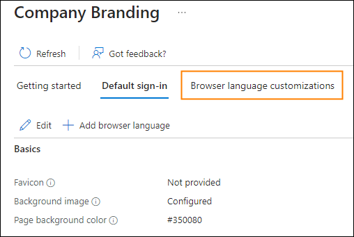 Setting up browser language customizations for Microsoft 365 sign-in page