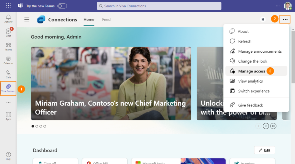 Delegating permissions to manage Viva Connections experience in Microsoft Teams