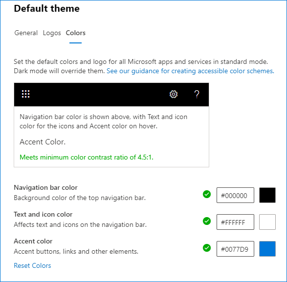 Custom themes in Microsoft 365 admin center