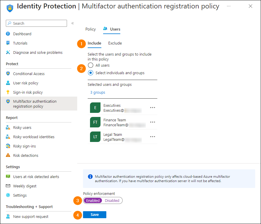 Configuring an MFA policy through Microsoft Entra ID Protection
