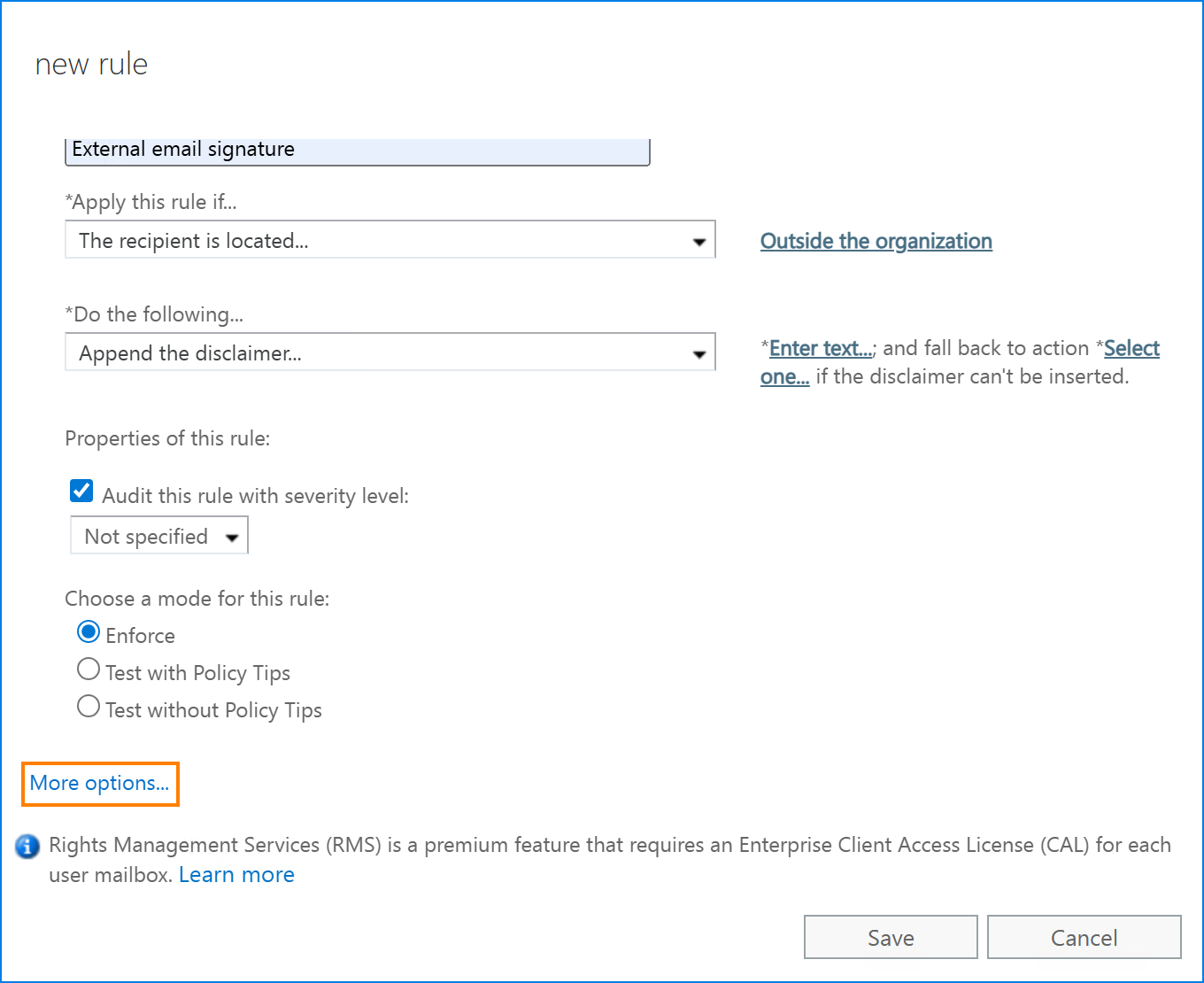 Exchange Server SE mail flow rules - unlock more options