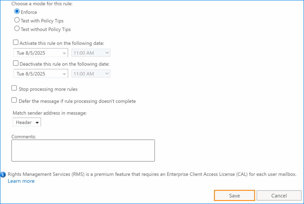 Exchange Server SE email signatures managed with rules