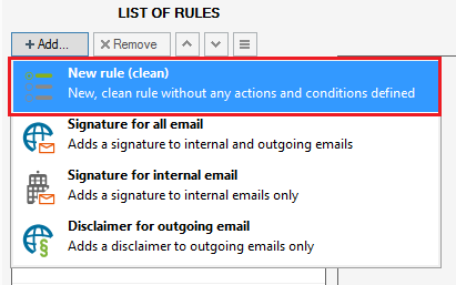 Adding a new email signature rule in CodeTwo Exchange Rules