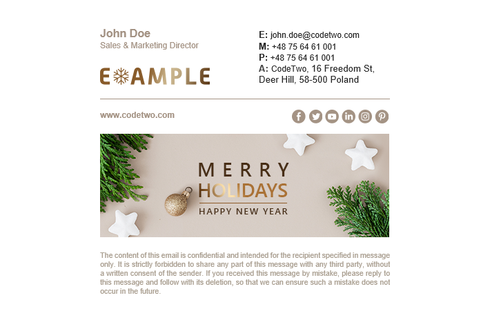 A sample holiday season email signature to be found on mail-signatures.com