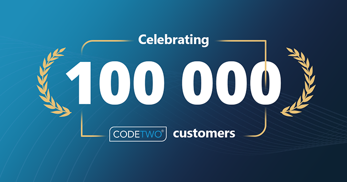 CodeTwo software is now used by more than 100,000 companies