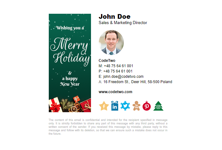 A sample holiday season email signature to be found on mail-signatures.com