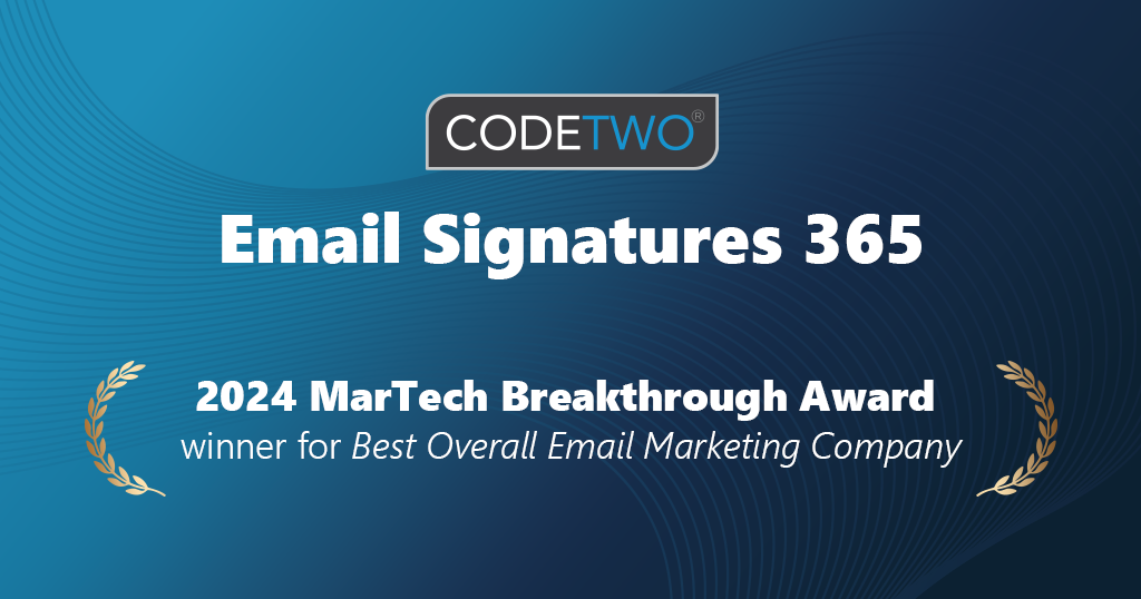 CodeTwo wins the award for Best Overall Email Marketing Company from MarTech Breakthrough