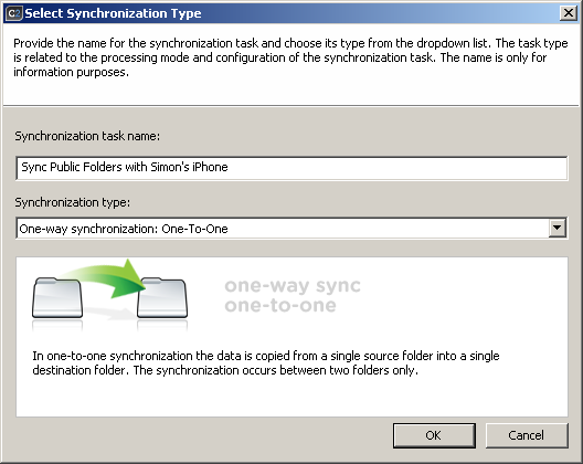 Selecting synchronization type to sync iPhone with Exchange Server