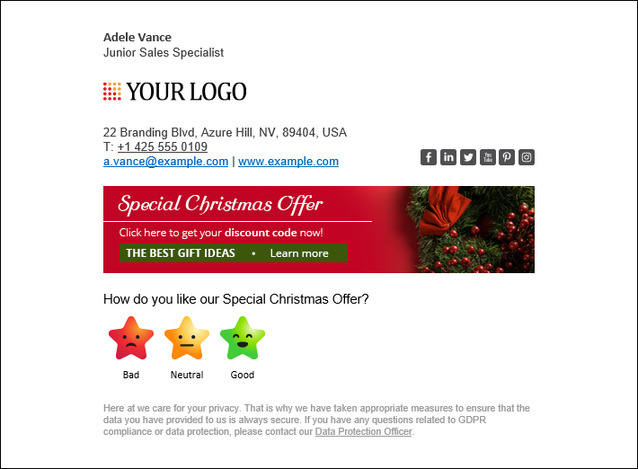 A one-click survey to measure customers' satisfaction with Special Christmas Offer