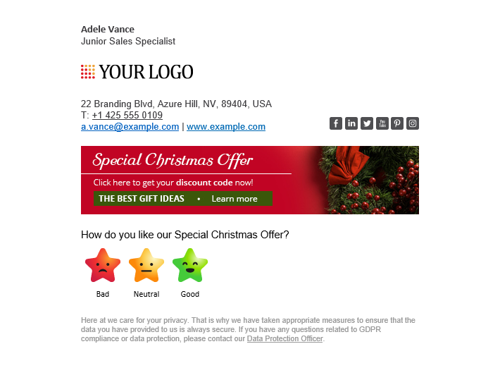 A one-click survey to measure customers' satisfaction with Special Christmas Offer