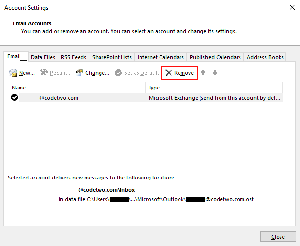 How To Remove An Email Account In Outlook 2019 2016 2013 Or 2010