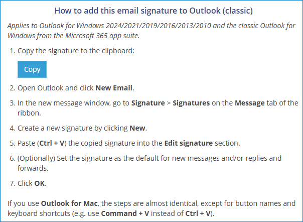 Add the email signature to your email app