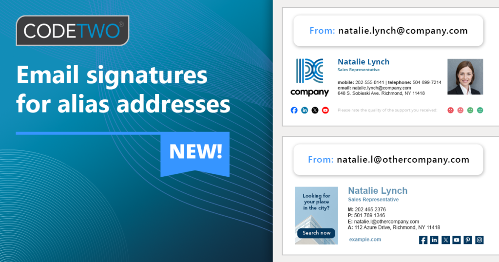 New feature: automatically change email signatures for alias addresses