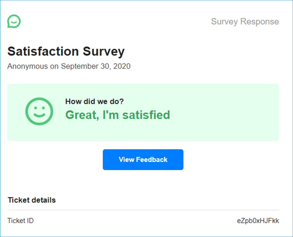 Customer Satisfaction email notification