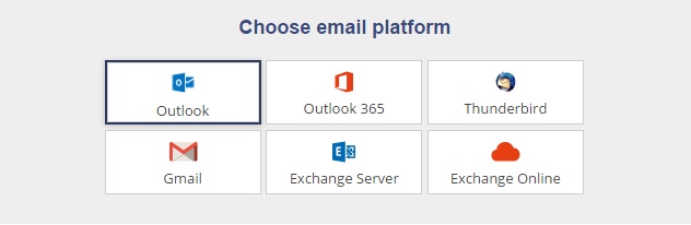 Choose email platform in email signature generator.