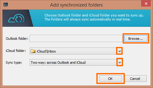 CodeTwo Sync for iCloud - add folders for synchronization