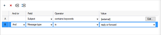 Conditions to remove tags from replies