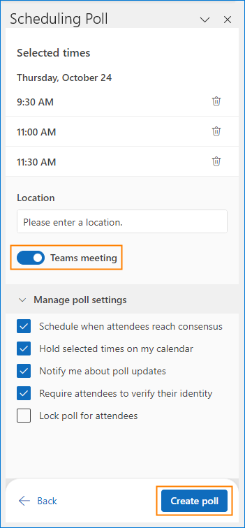 Create a Teams meeting from Outlook