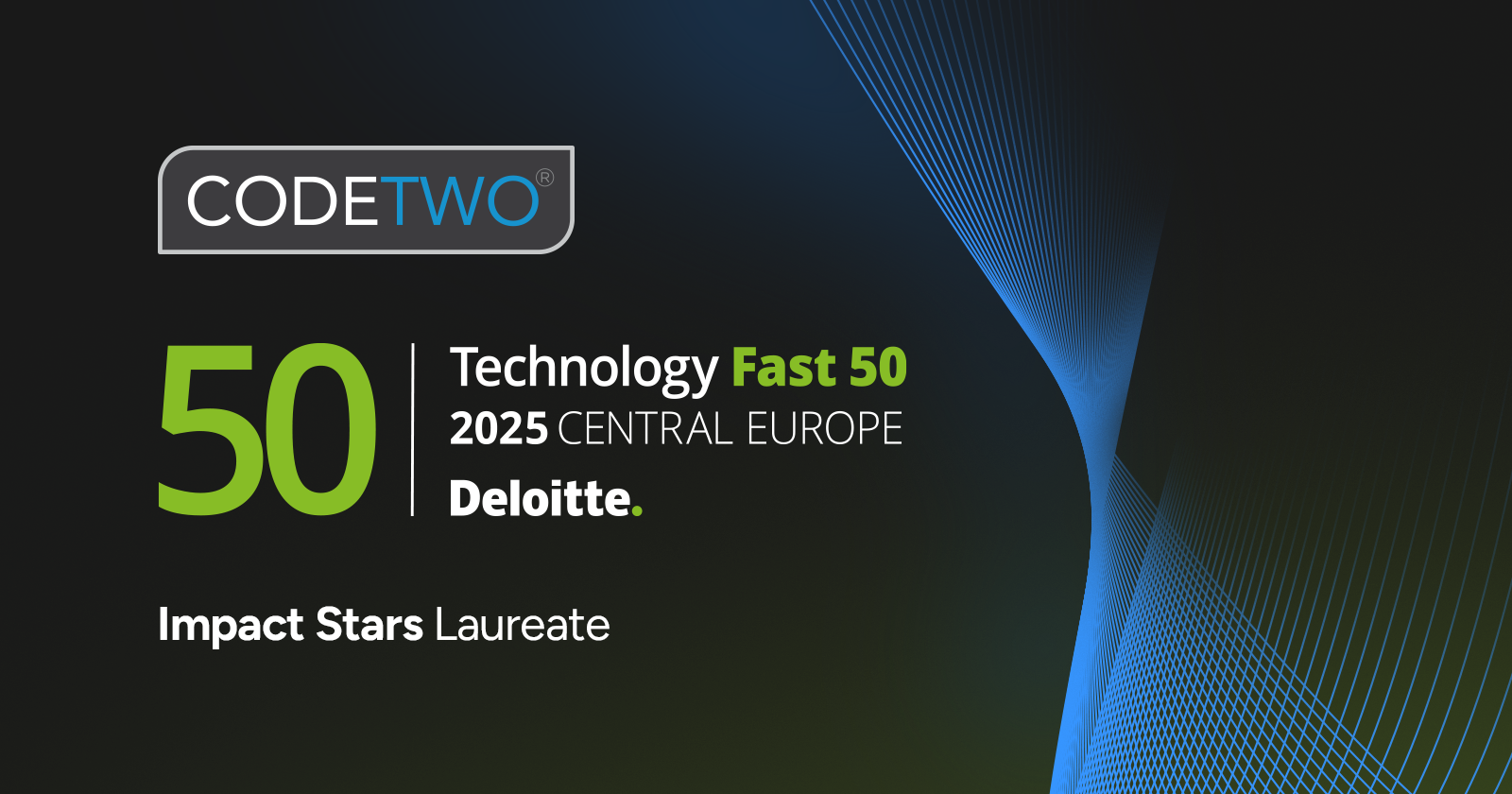 CodeTwo wins the Deloitte Impact Stars award in Deloitte Tech Fast 50