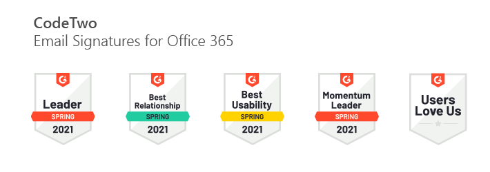 CodeTwo Email Signatures for Offic e 365 badges