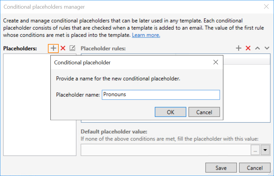 ESIG On-prem - add new conditional placeholder