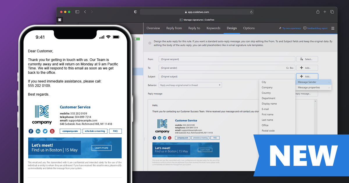 CodeTwo Autoresponder - new feature for Microsoft 365 users