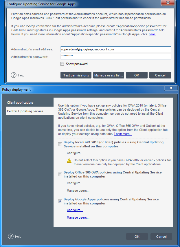 Editing global signature for Google Apps - superadmin cerdentials