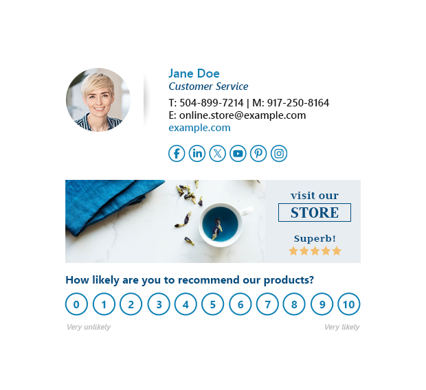 Email signature NPS survey example
